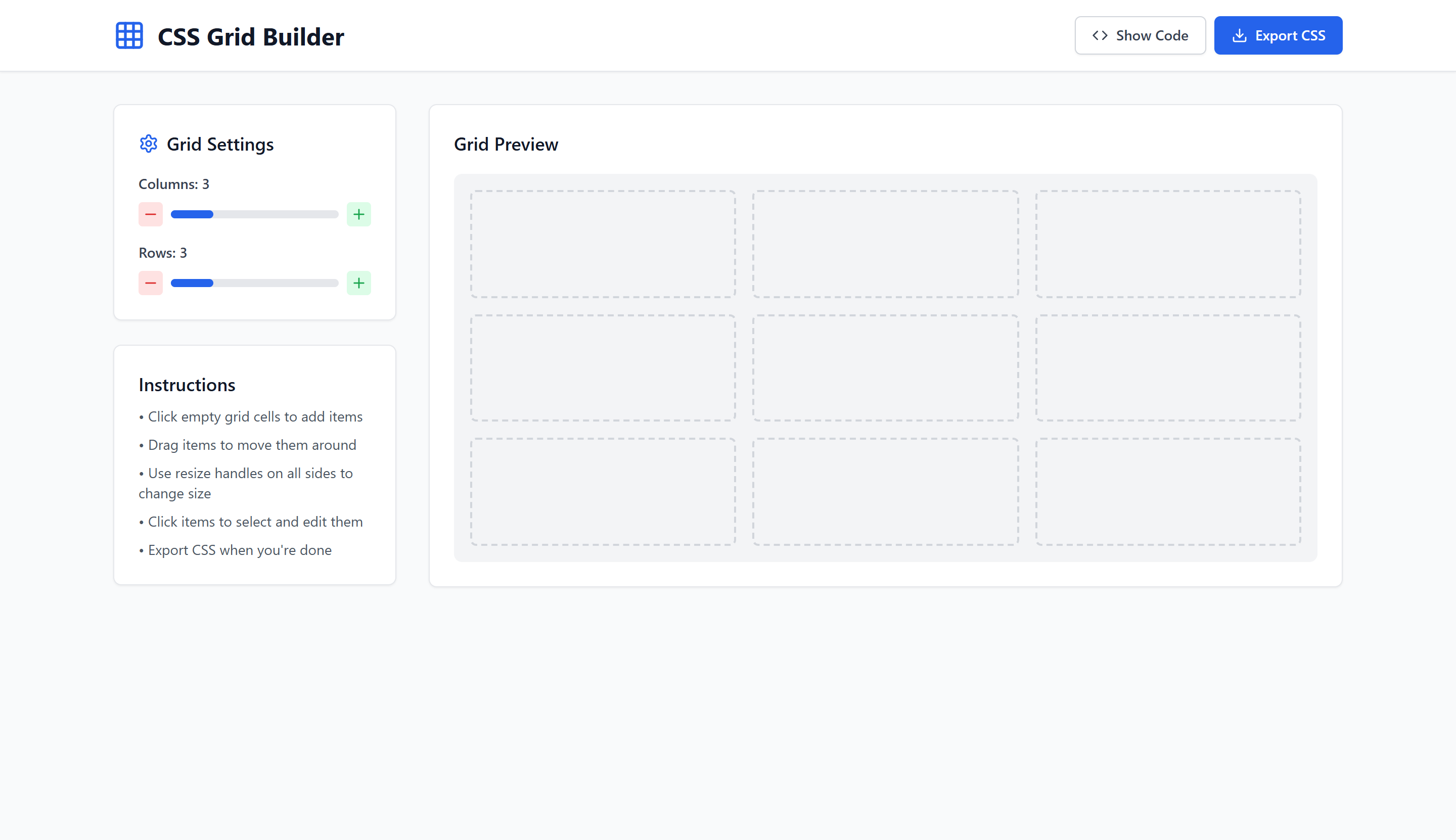 Preview of CSS Grid Builder