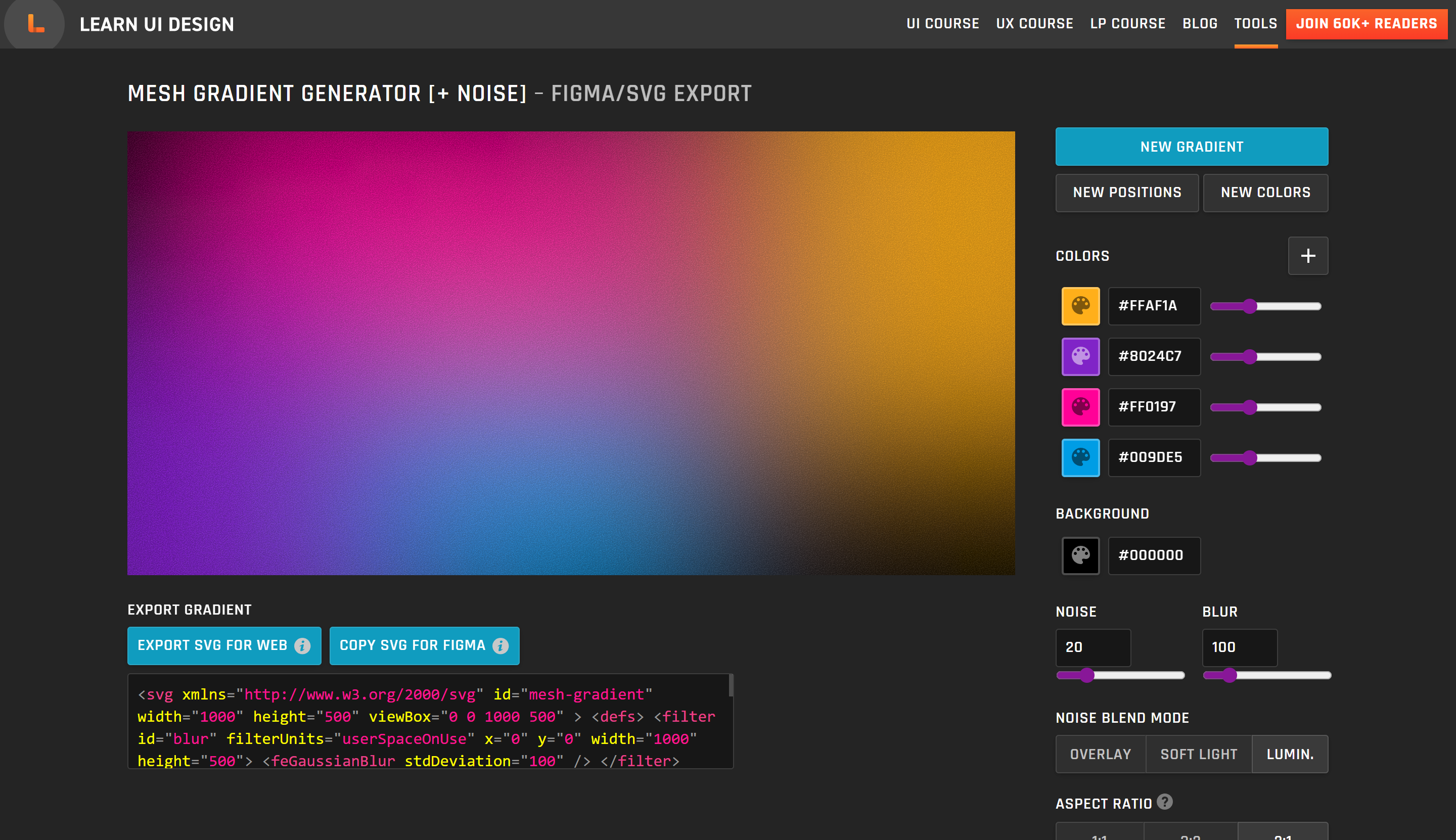 Preview of Mesh Gradient Generator