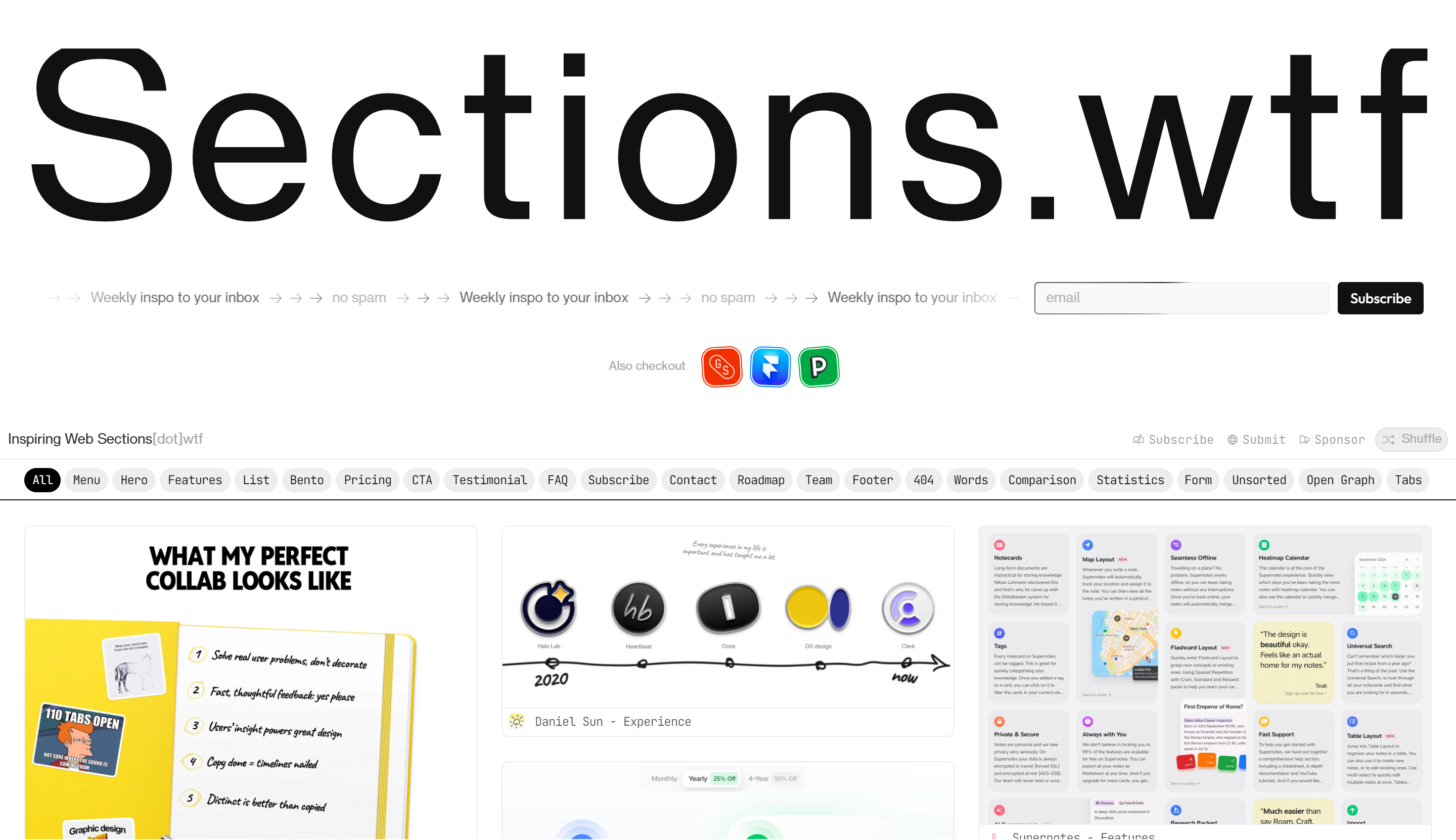Preview of Sections.wtf