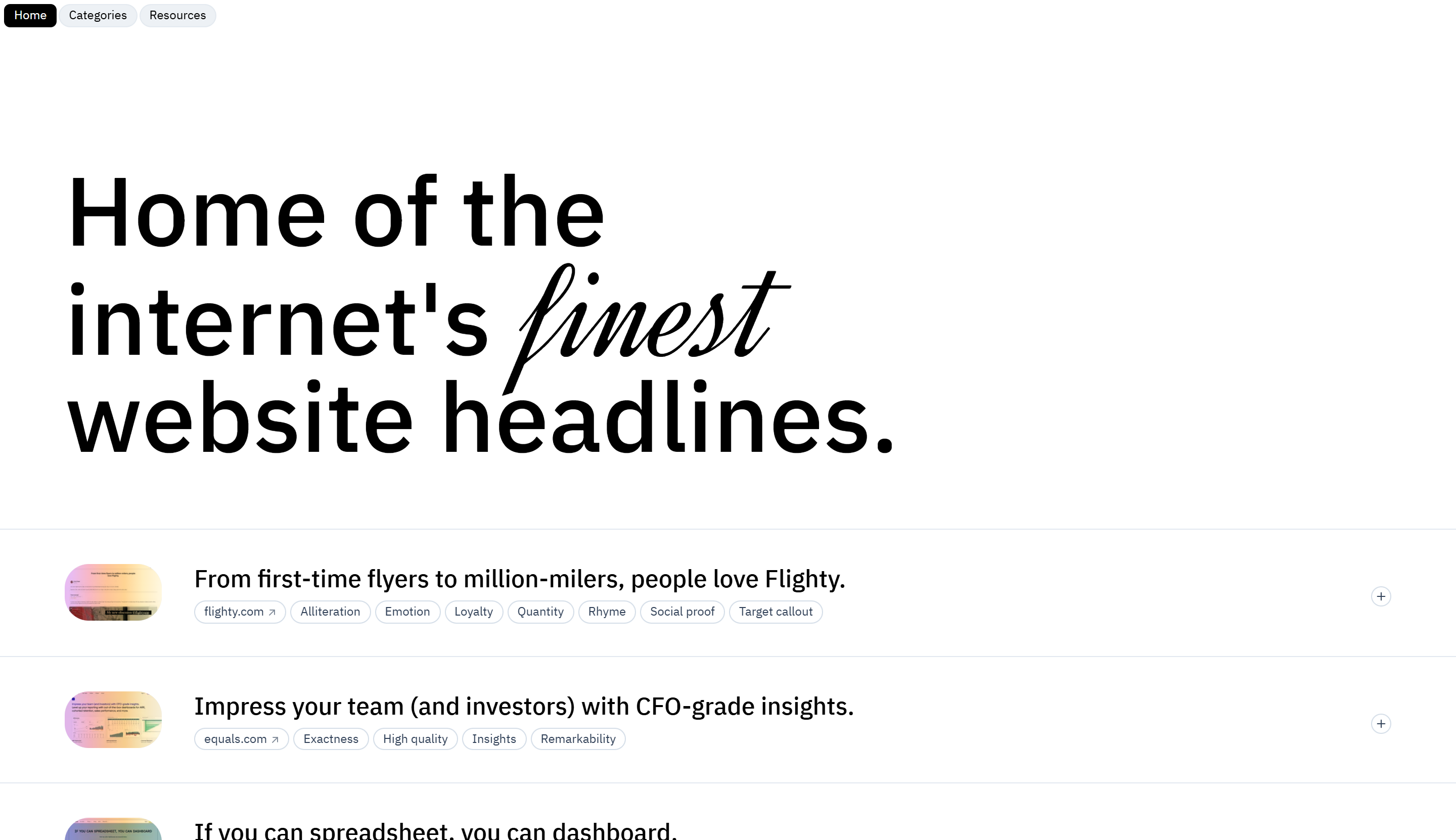 Preview of Website Headlines